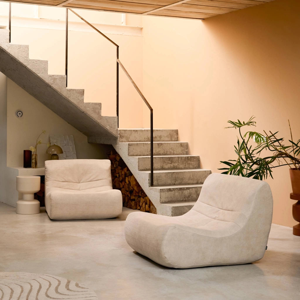 Modulo per divano modulare senza braccioli in velluto, 2 posti, beige