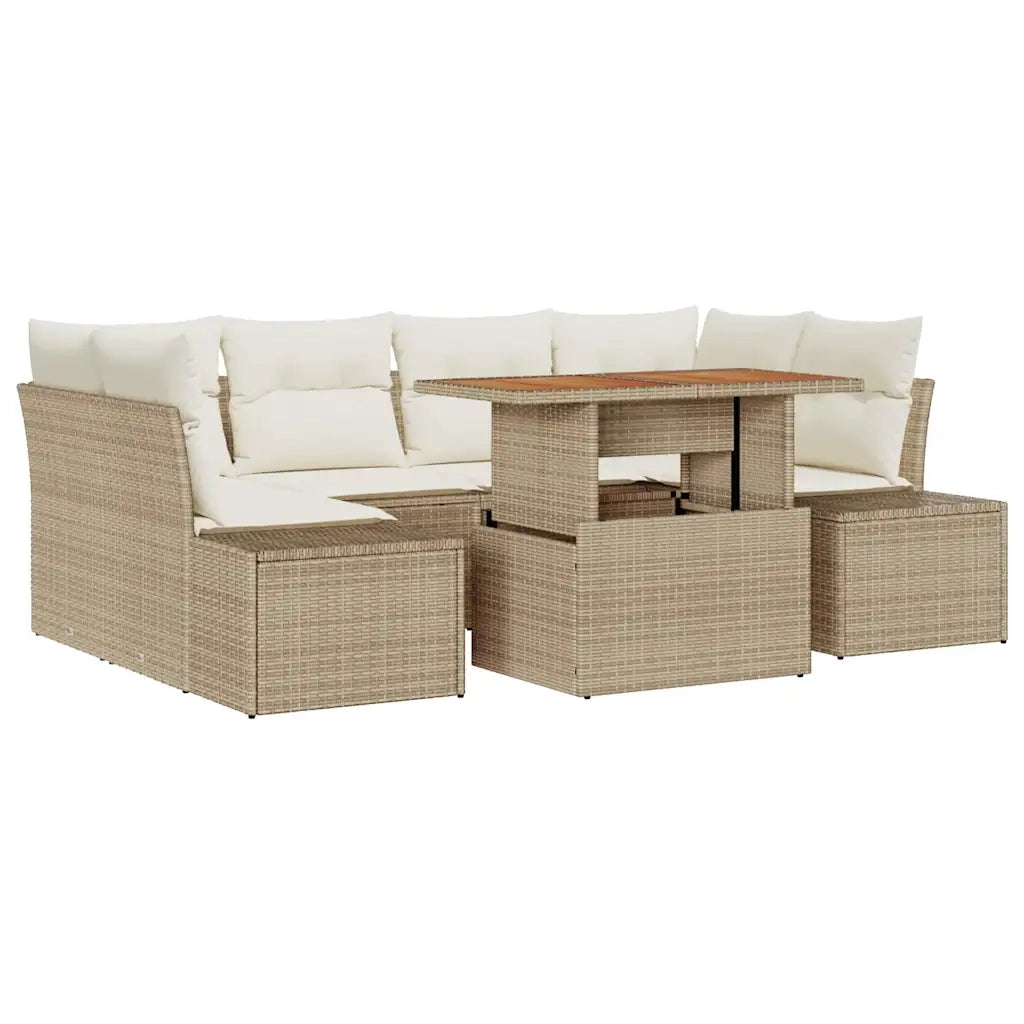 Set da Pranzo per Giardino con cuscino 7 pcs Beige e Crema 3349917