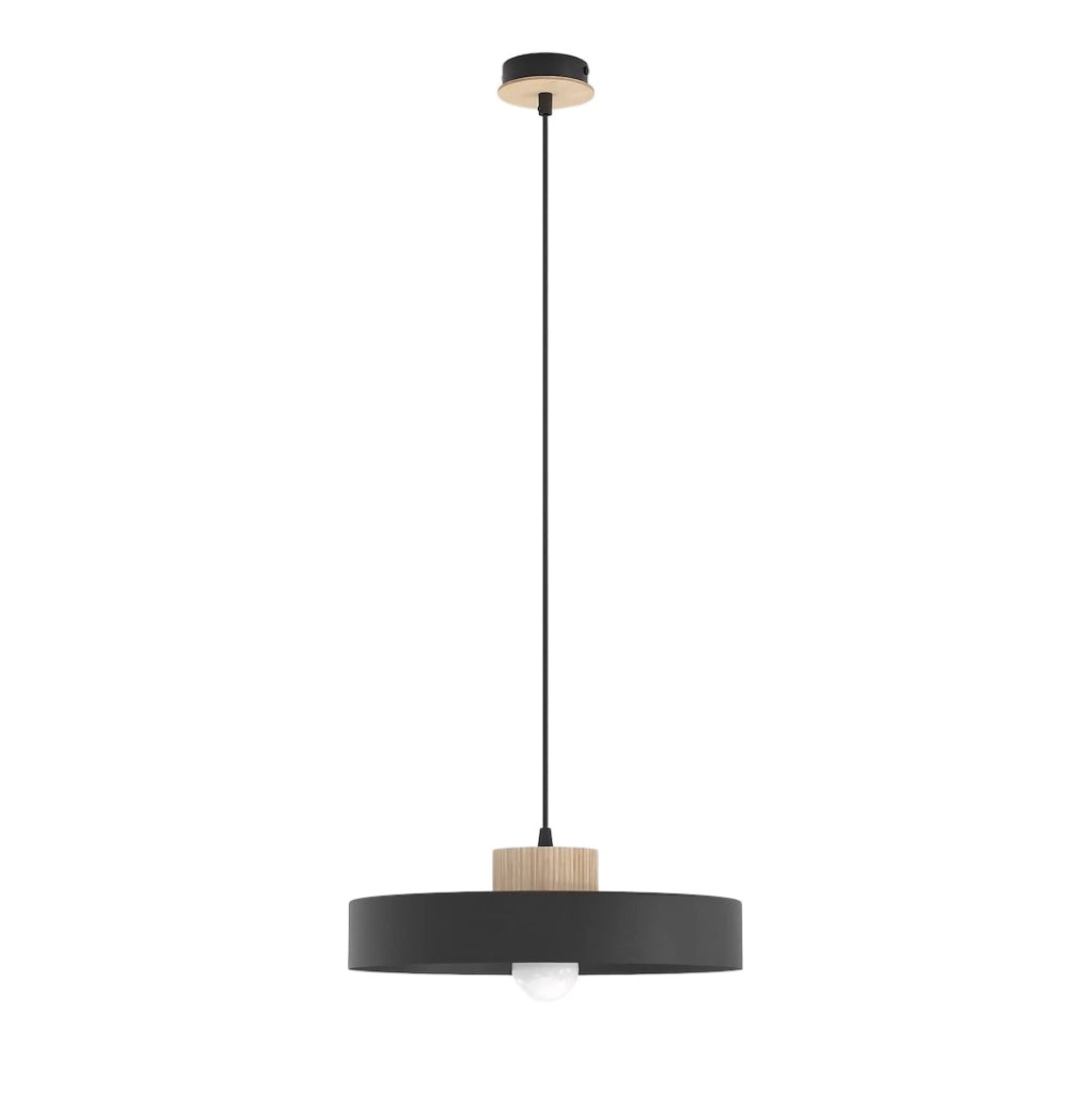 Lampada a sospensione KIVI Japandi nera legno 1xE27 Emibig