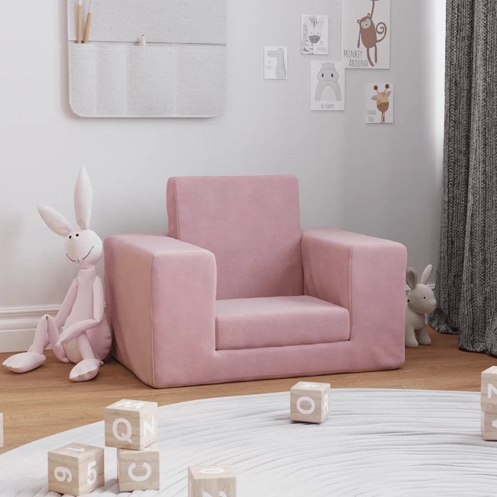 Divano per Bambini-Sofa-Divanetto Rosa in Morbido Peluche 303767