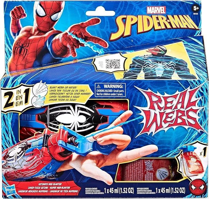 Spider-Man Hasbro Marvel, Real Webs, Blaster di ragnatele Eccezionale, Blaster 2 in 1, Giocattolo per Roleplay, Costume,
