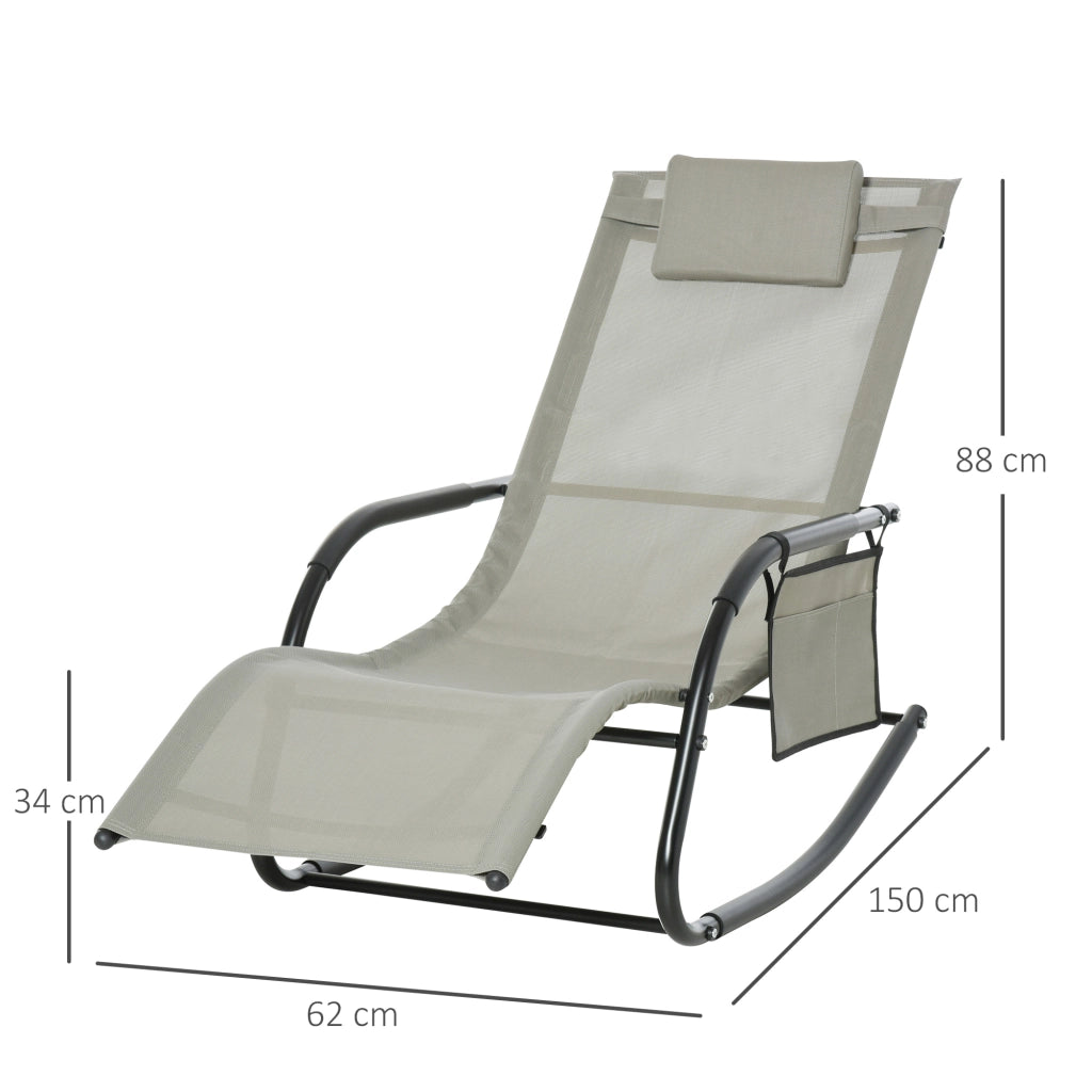 Poltrona a Dondolo da Giardino ¨C Minimal ¨C Nero e Grigio, 150x62x88 cm