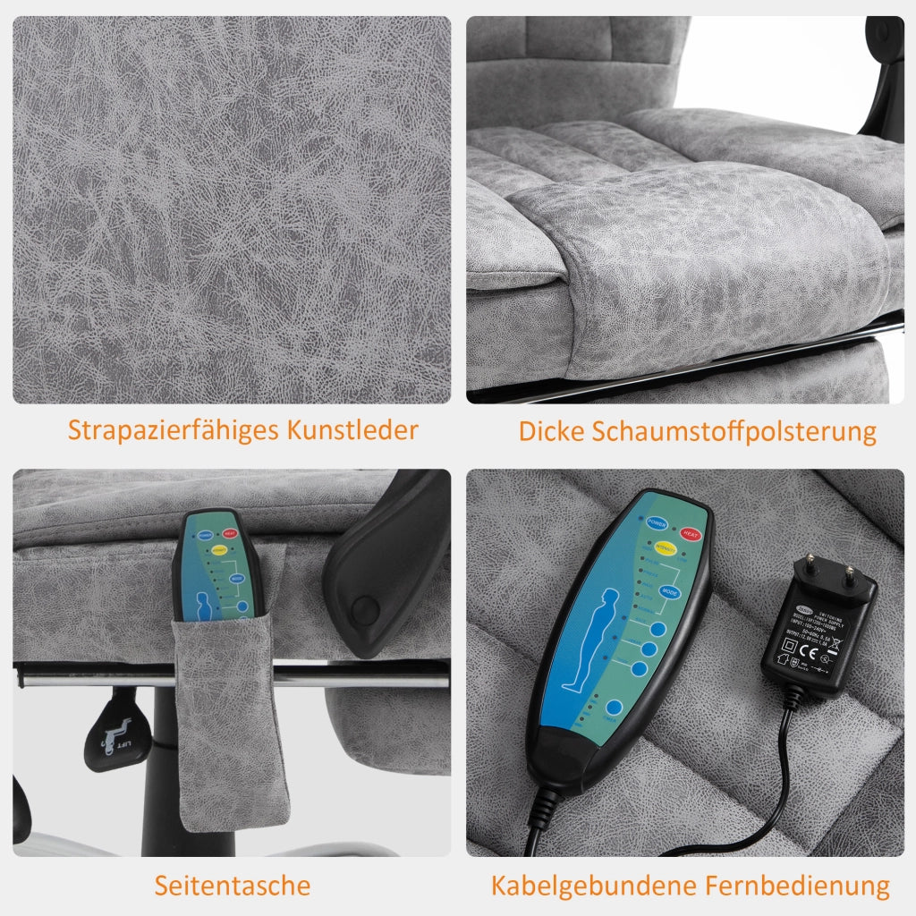 Sedia da ufficio ergonomica con massaggio, riscaldamento e funzione relax ¨C zephmum ¨C Grigio