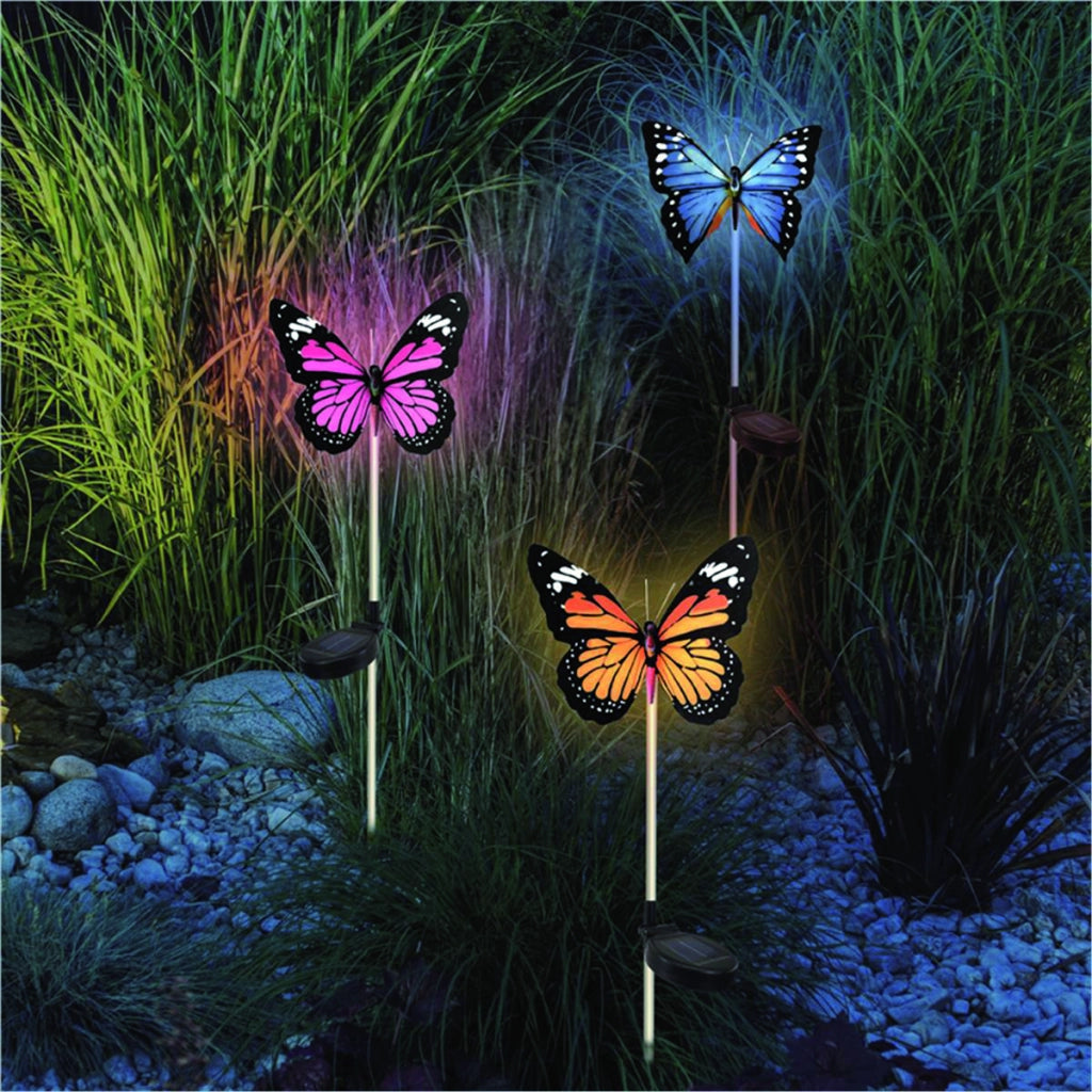 Suprema LUCE SOLARE DECORATIVA RGB A FORMA DI FARFALLA CON SENSORE CREPUSCOLARE, 1 led 0,2 watt 6.00 pz