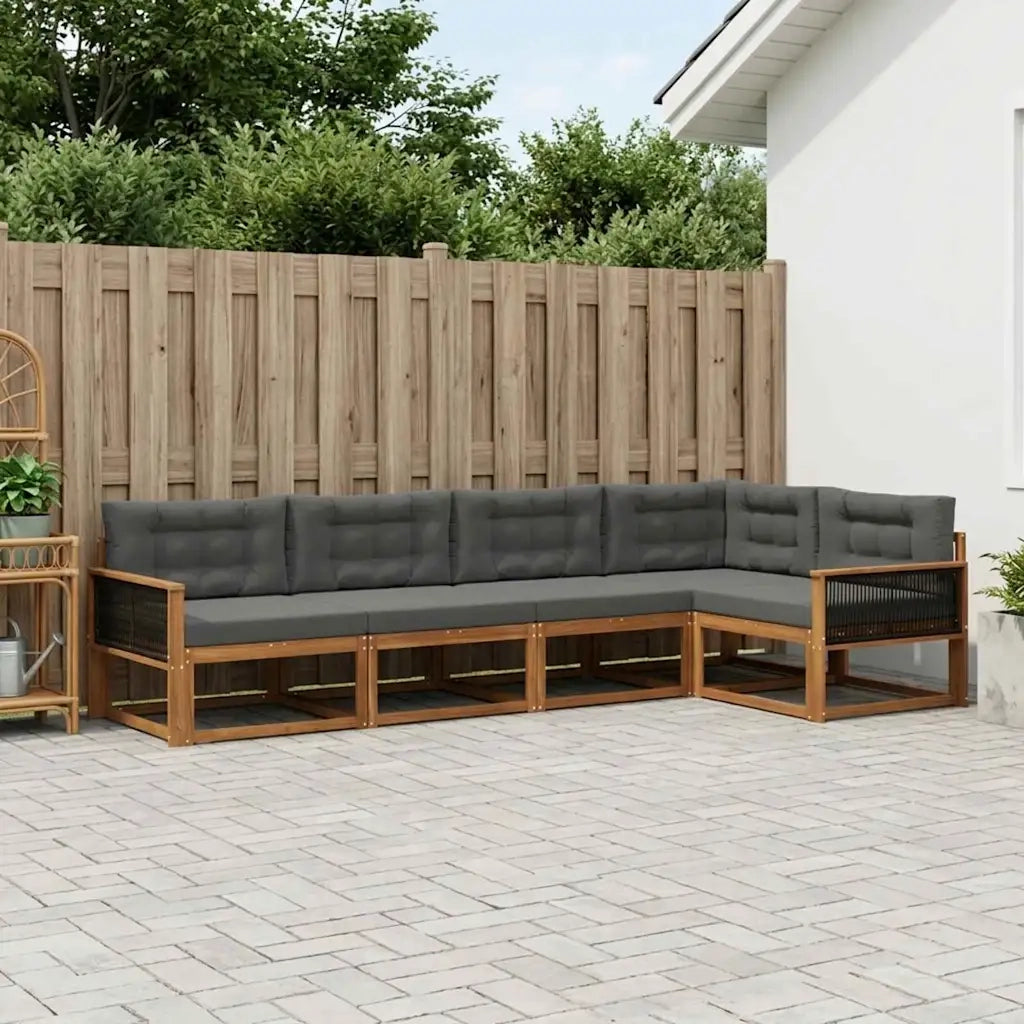 Set di divani da esterno con cuscino 5 pcs Naturale e Antracite 3382565
