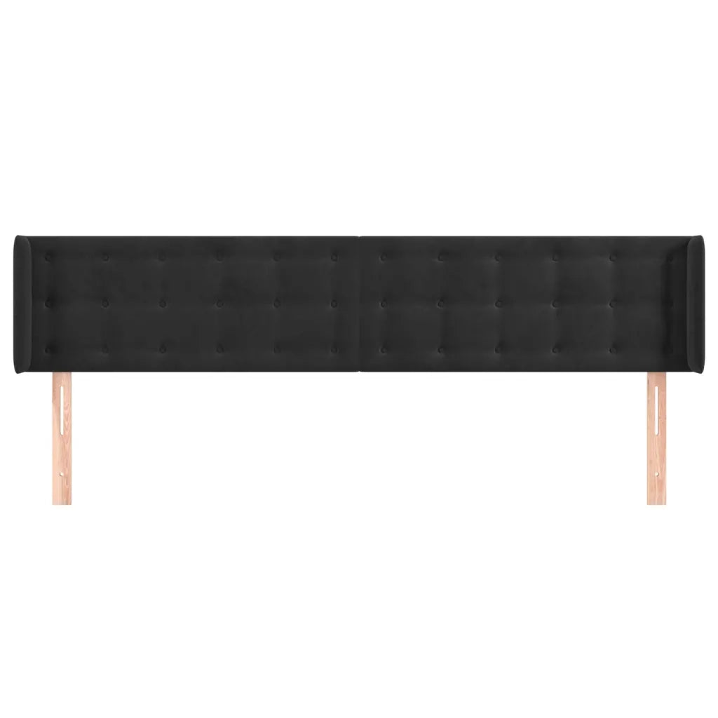 Testiera ad Orecchio-Testata con Orecchie Nera 203x16x78/88 cm in Velluto 888429