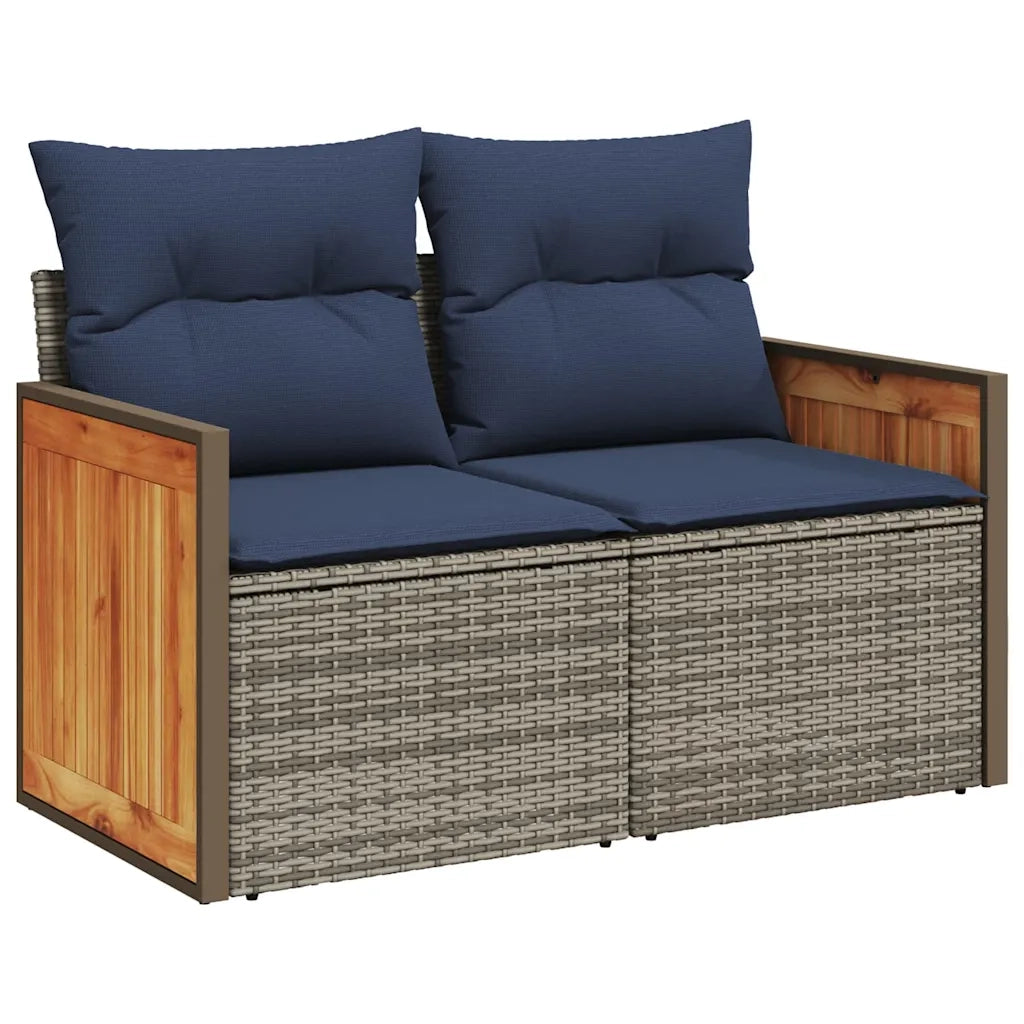 Set Divani da Giardino 9 pz con Cuscini Grigio in Polyrattan 3228084