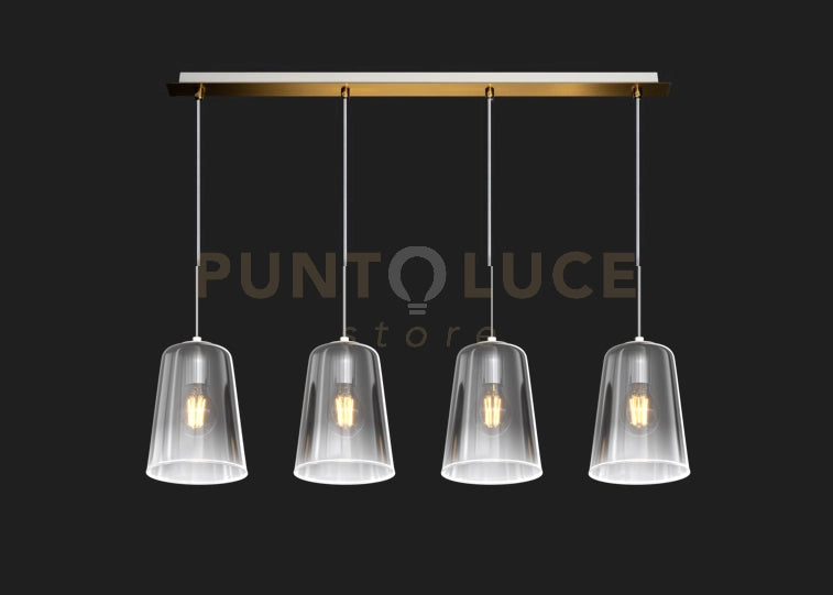 SOSPENSIONE OTTONE SAT. RETTANGOLARE 4 LUCI CROMO 1164OS-S4 R-CR
