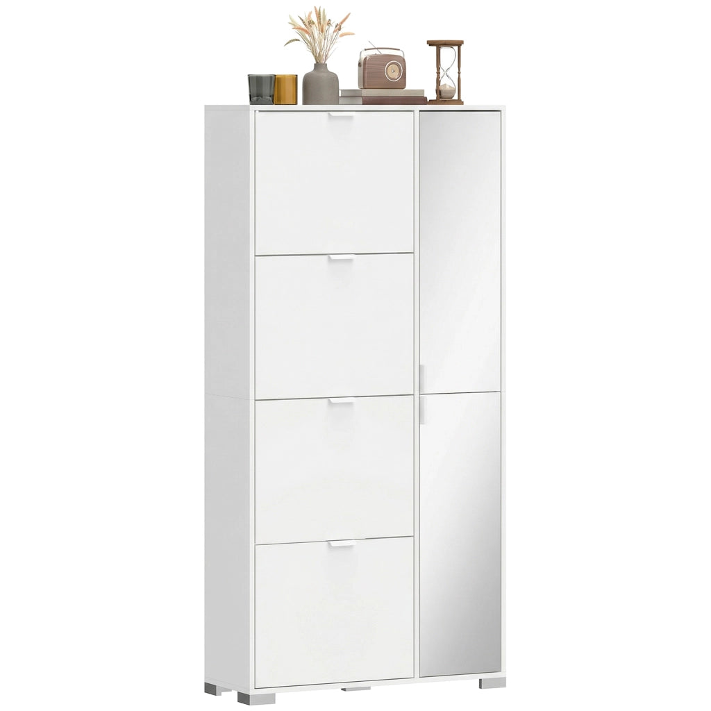 Scarpiera con specchio e 4 cassetti ¨C zephmum ¨C bianco