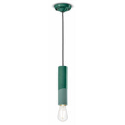Sospensione Piccola Vintage Decò Pi Ceramica Verde Bottiglia 1 Luce E27