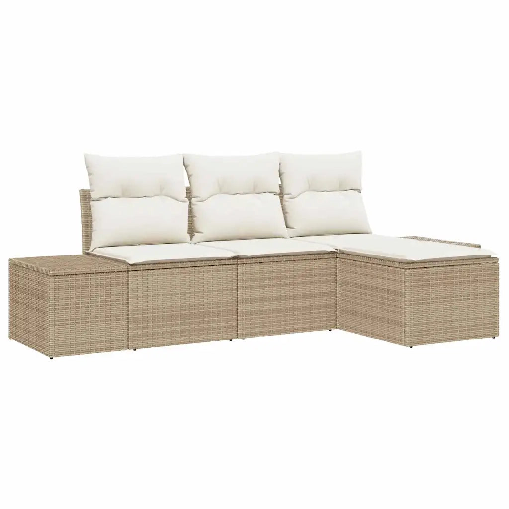 Set Divano da Giardino con cuscino 4 pcs Beige polyrattan 3347011