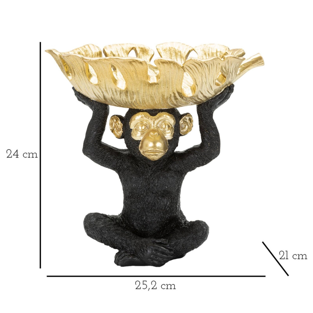 Vassoio Scimmia 9, Nero, Poliresina, 25,2x21x24 cm