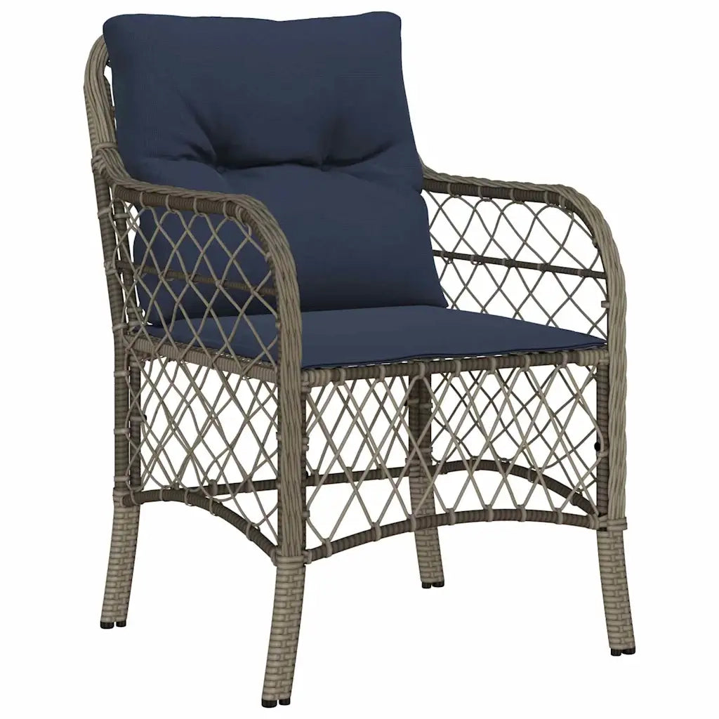 Set da Pranzo per Giardino 5 pcs Grigio e Nero Rattan