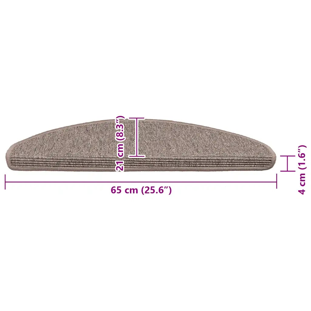 Tappetini per scale 15 pz 65x21x4 cm Beige scuro Semicircolari Grandi 326902