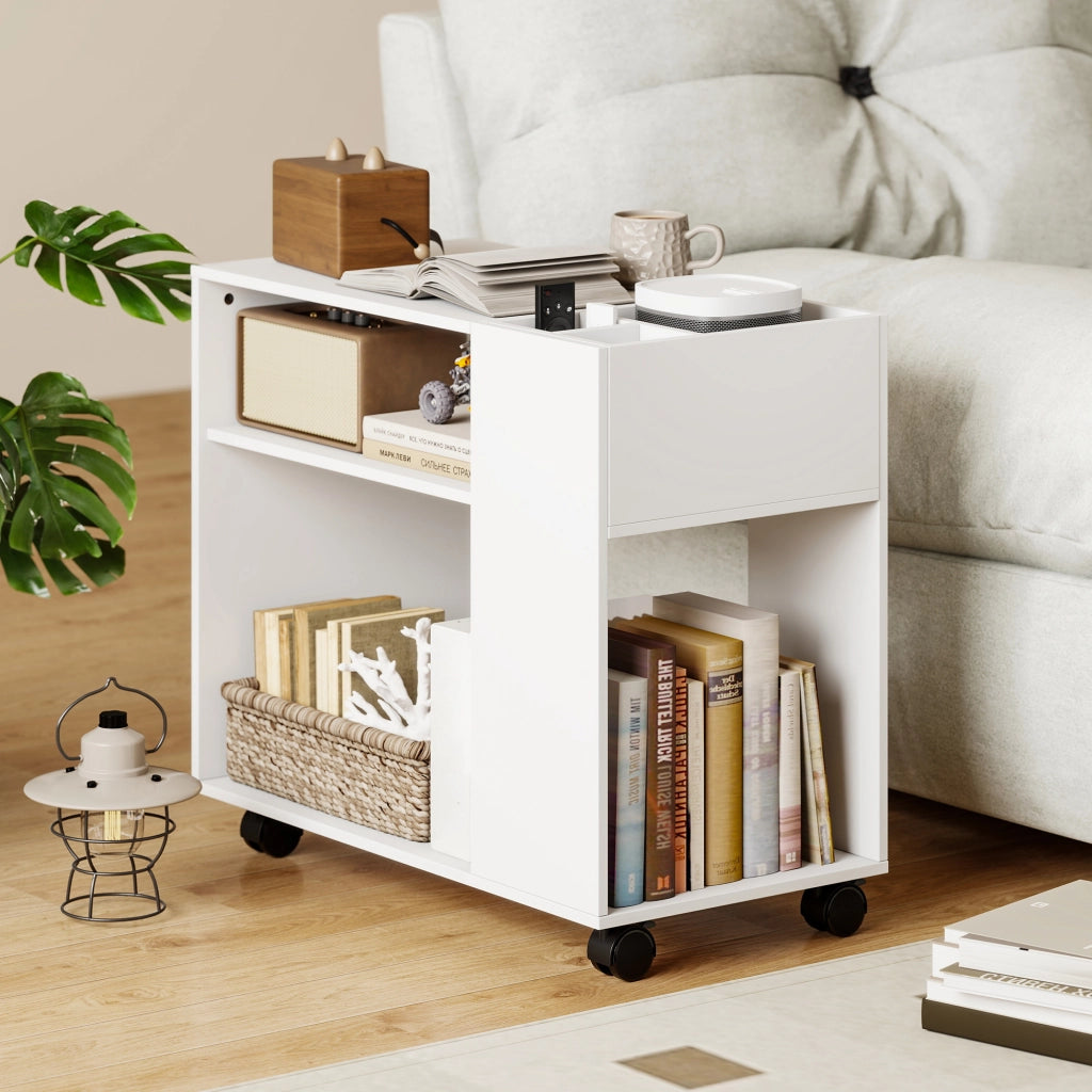 Carrello porta stampante con ruote ¨C Xylo ¨C bianco 70x36x60 cm