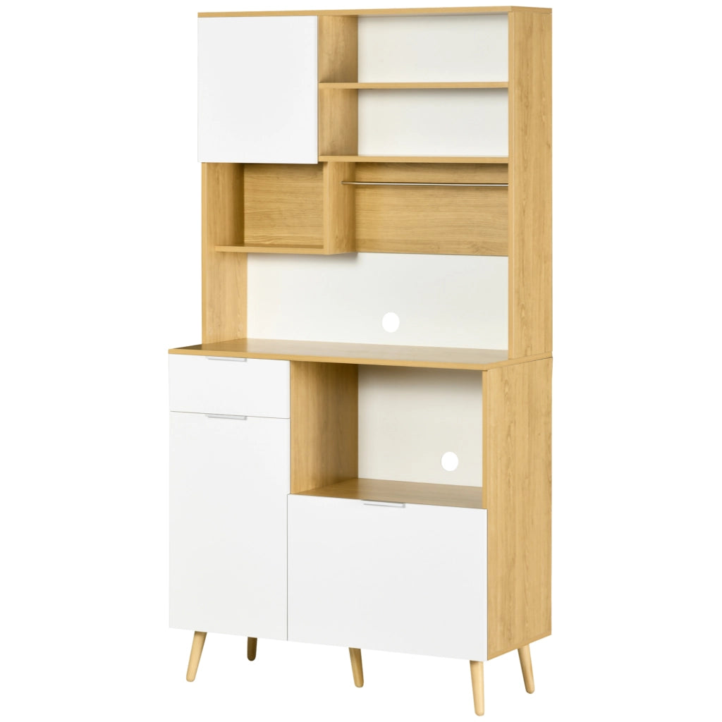 Armadio Cucina con Ante, Cassetti e Ripiani Regolabili ¨C Zephmum ¨C 93x40x180 cm