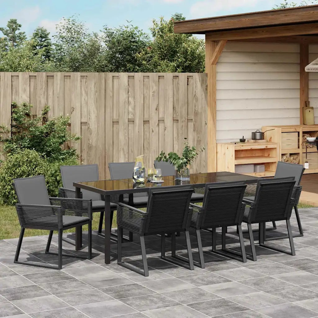 Set da Pranzo per Giardino 9 pcs Nero 3379323