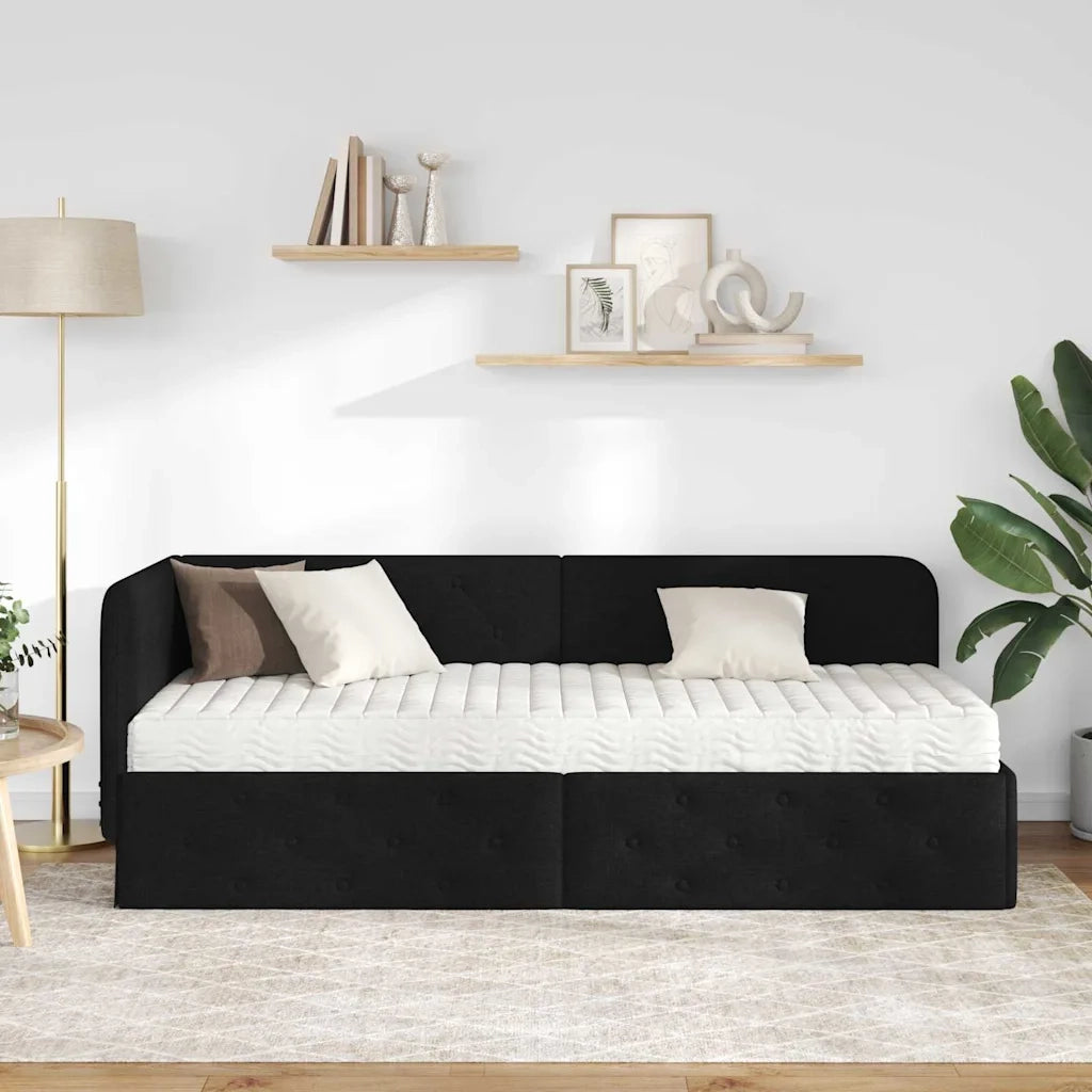 Cornice del letto ad angolo Nero 80 x 200 cm Tessuto