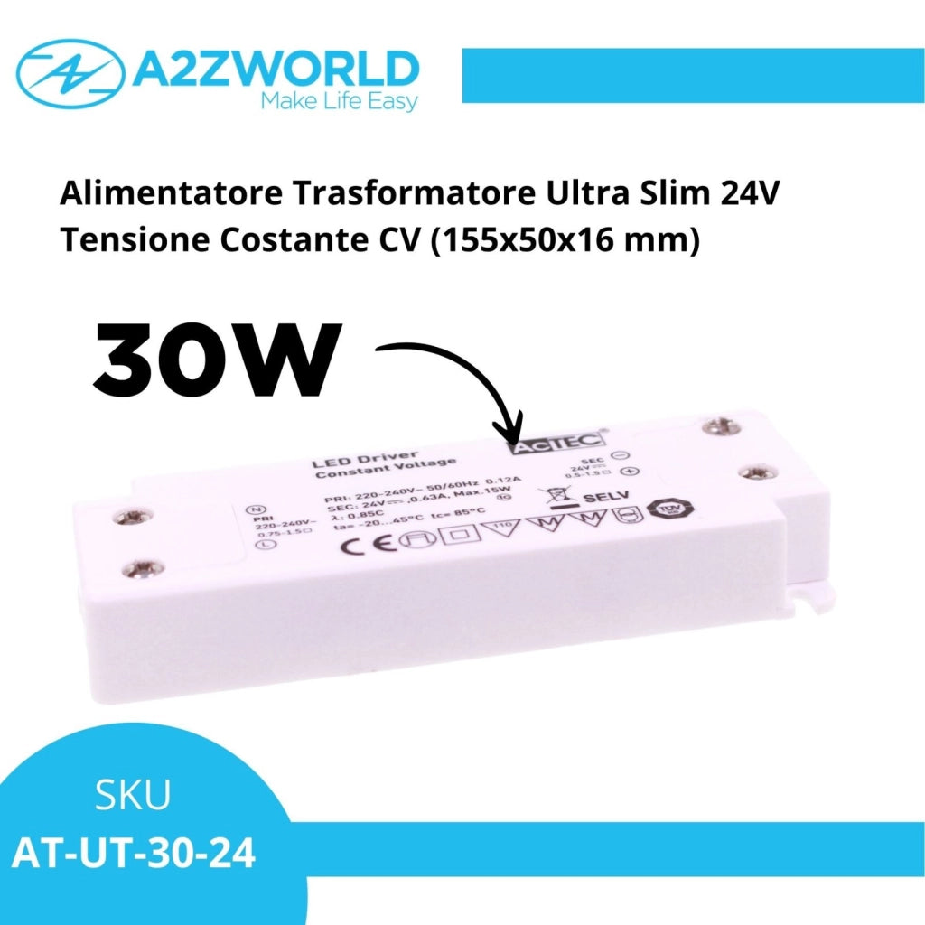 Alimentatore Trasformatore Ultra Slim 24V Tensione Costante CV (30W)