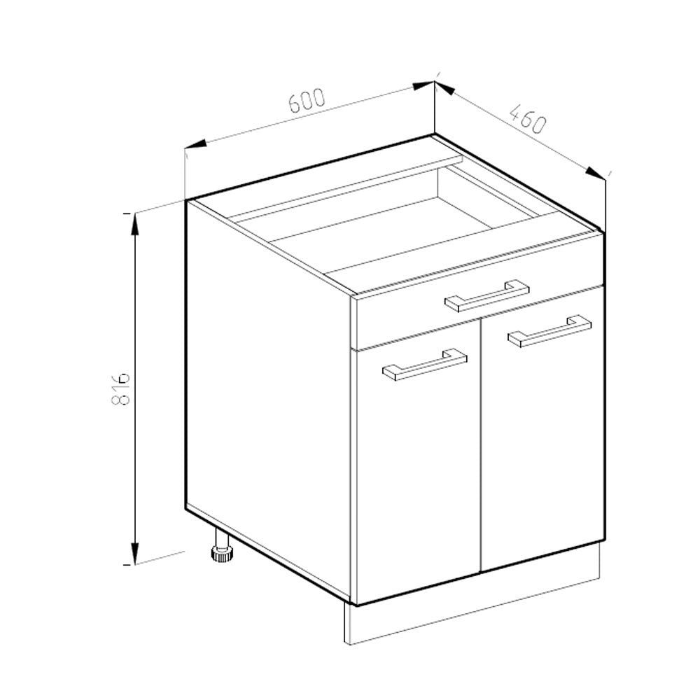 Vicco Base universale Calcestruzzo 60 cm con cassetti