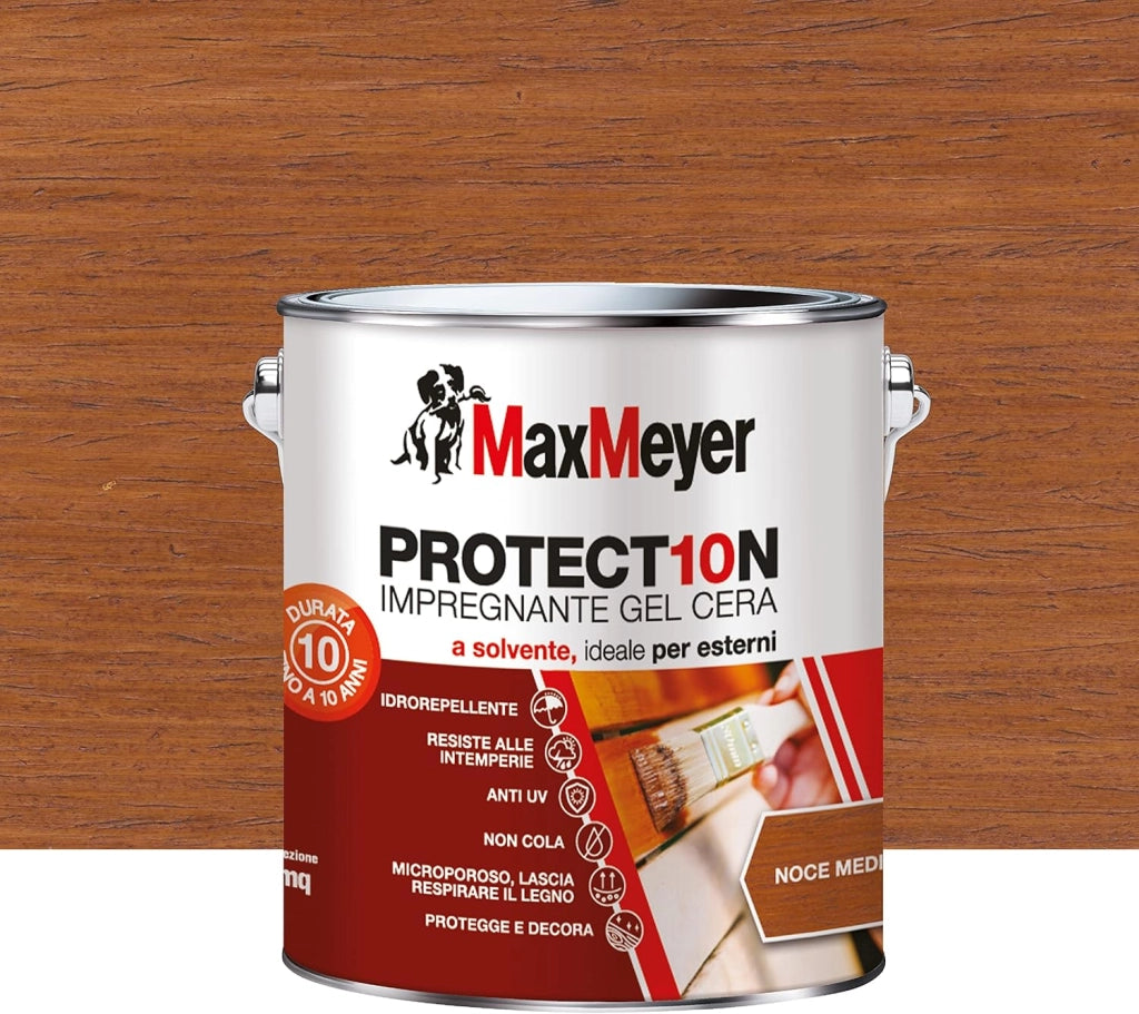 Impregnante a Solvente per Esterni PROTECT10N, Noce Medio, 2.5L