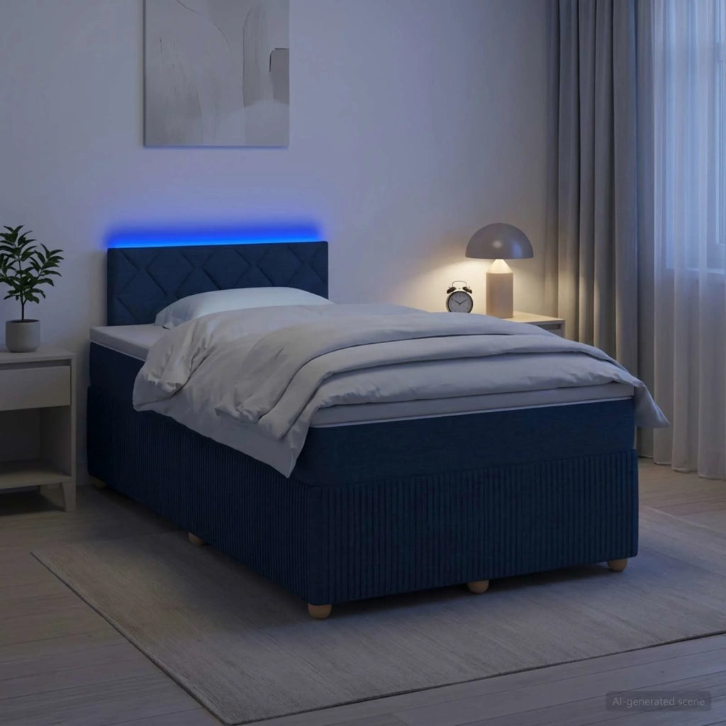 Letto box spring con materasso Blu 120 x 200 cm Tessuto 3452917