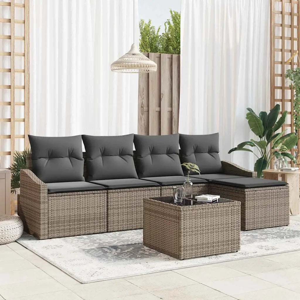 Set di divani con cuscino 6 pcs Grigio chiaro polyrattan 3355358