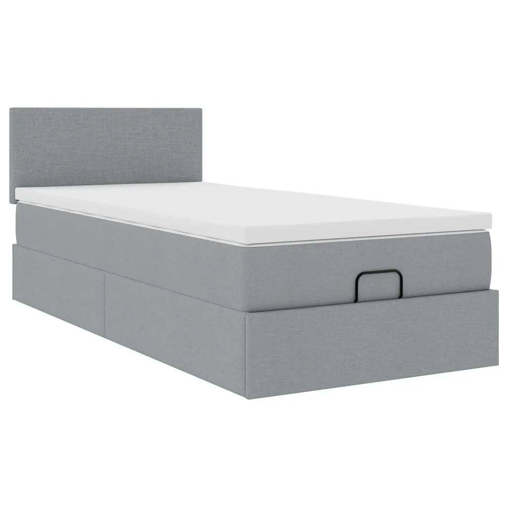 Pouf Letto con Materasso e LED Grigio Chiaro 80x200cm Tessuto