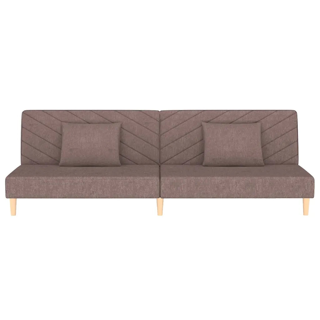 Divano Letto a 2 Posti con 2 Cuscini-Sofa Letto 2 Posti-Daybed Tortora in Tessuto 396794