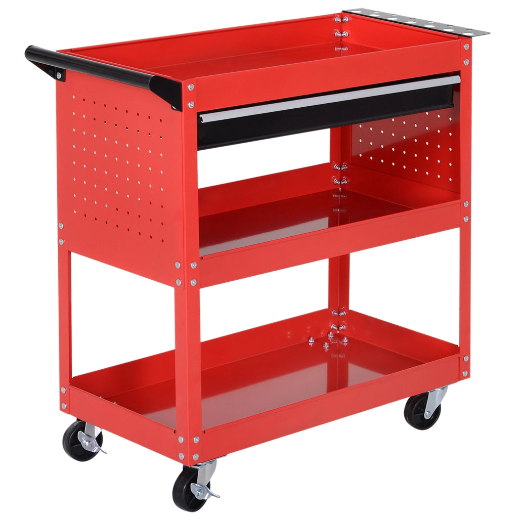 Carrello per attrezzi a 3 livelli ¨C Minimal ¨C Rosso 82x35x76 cm