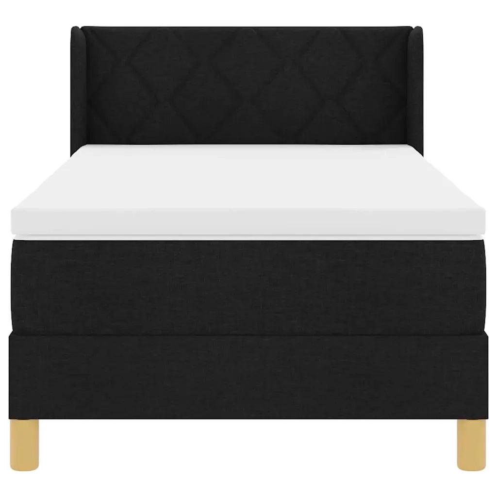 Letto a molle con materasso Nero 200 x 90 cm Poliestere