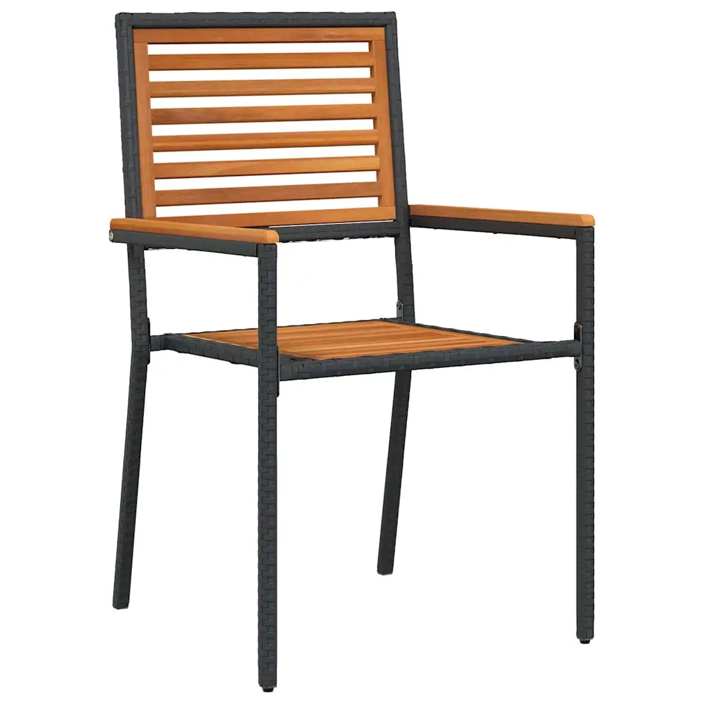 Set da Pranzo per Giardino 9 pcs Nero e Marrone polyrattan