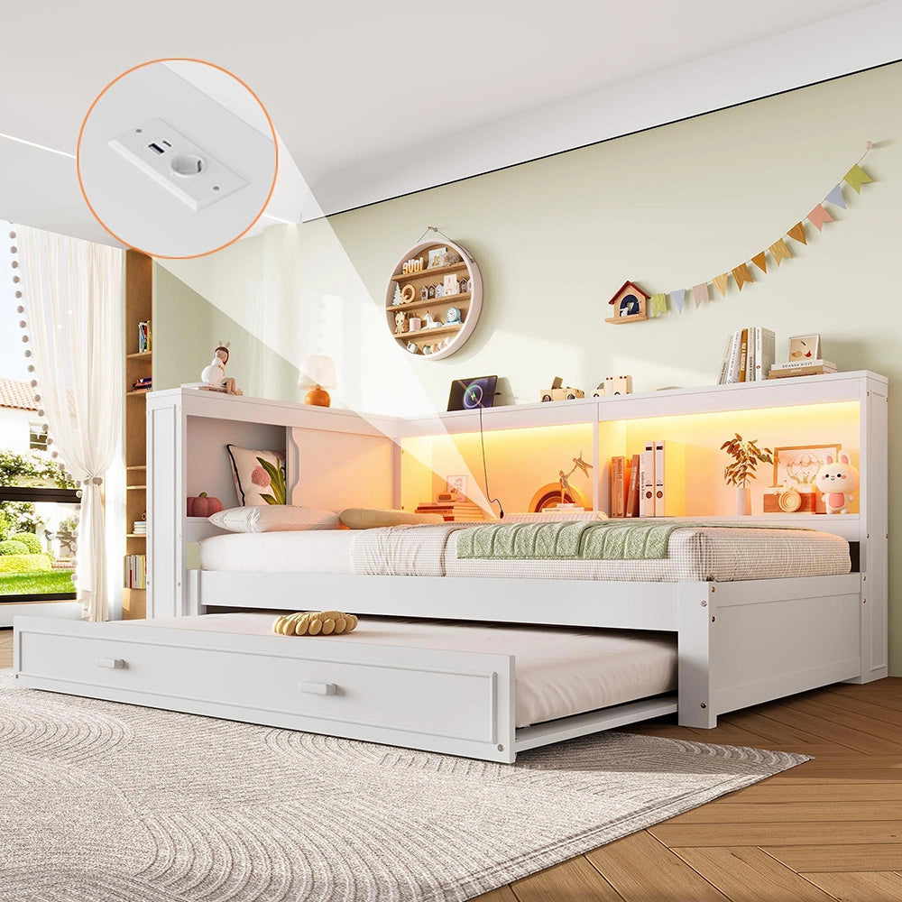Divano letto 90x200cm?- Xylo - gigogne LED USB bianco