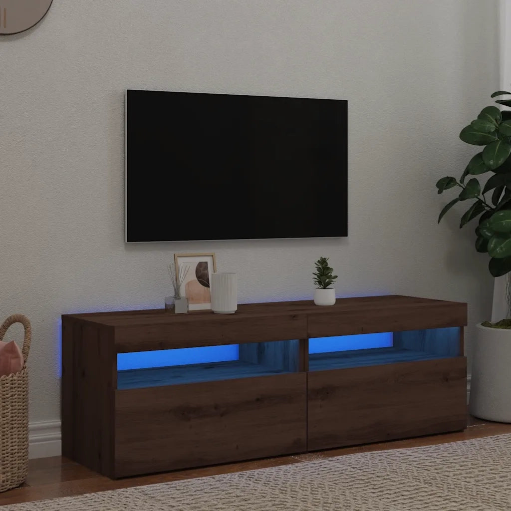 Mobili Porta TV con LED 2 pz | Armadietto TV | Mobile Porta TV Artigianale in Legno Multistrato