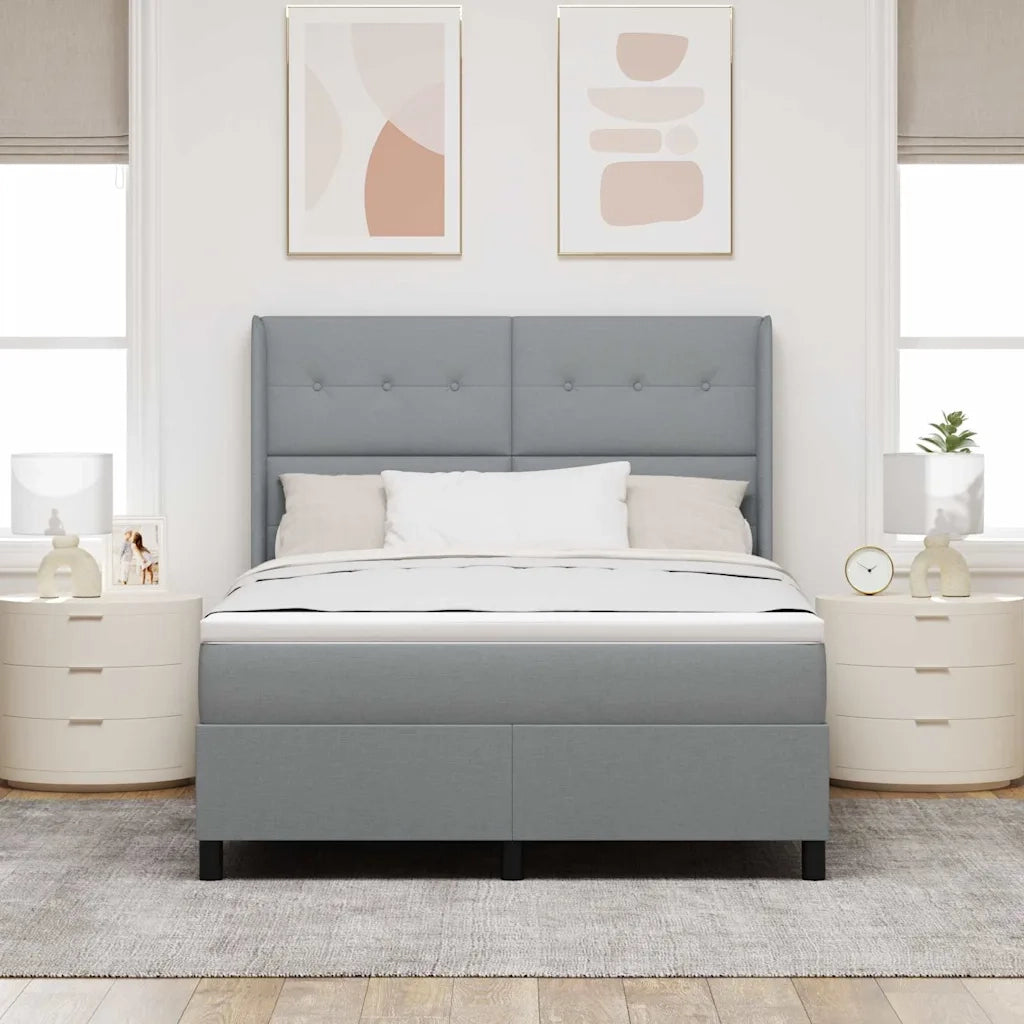 Letto a molle con materasso Grigio chiaro 140 x 200 cm Tessuto