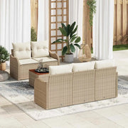 Set Divano da Giardino 6 pcs Beige e Crema polyrattan