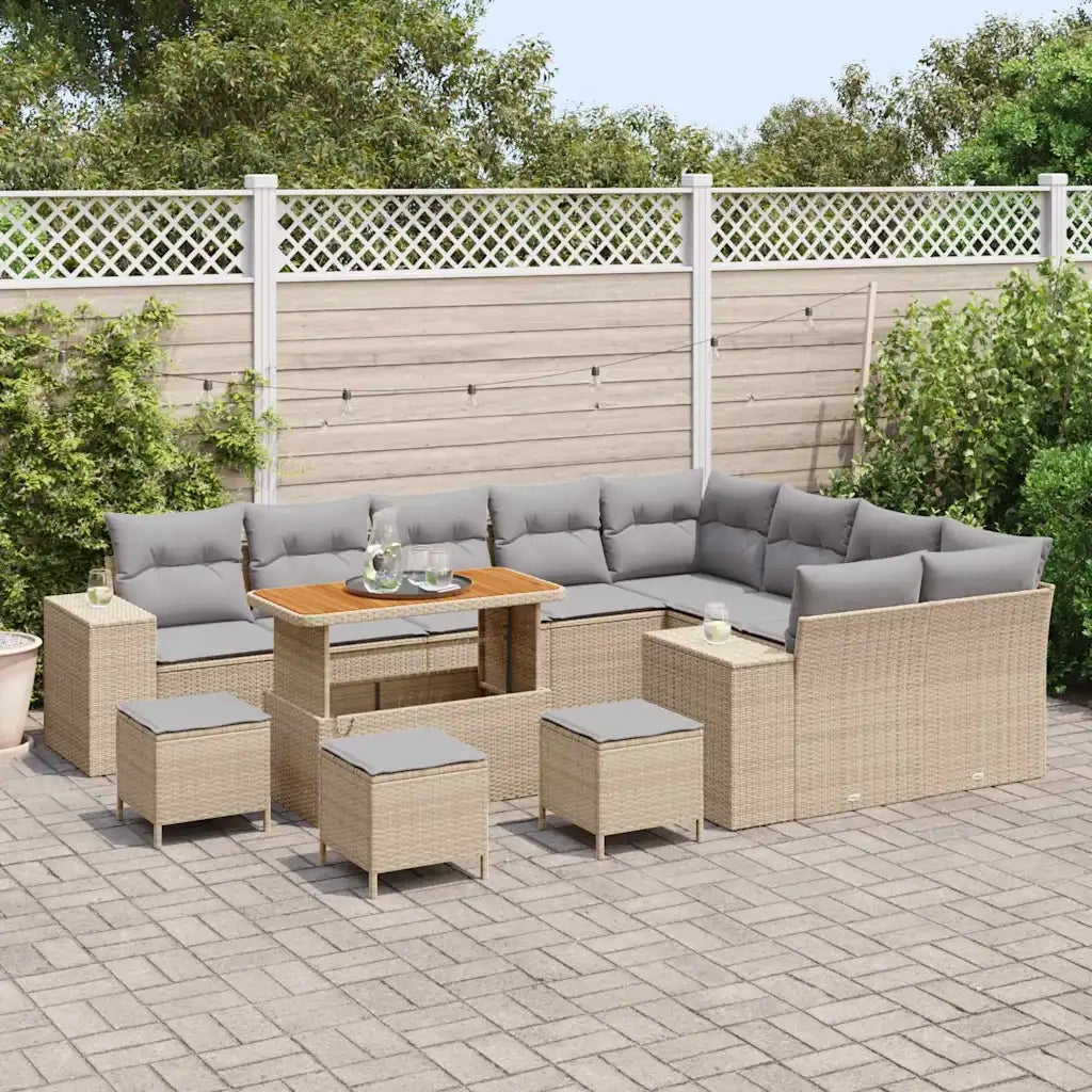 Set Divano da Giardino con cuscino 13 pcs Beige e Grigio Chiaro 3364002