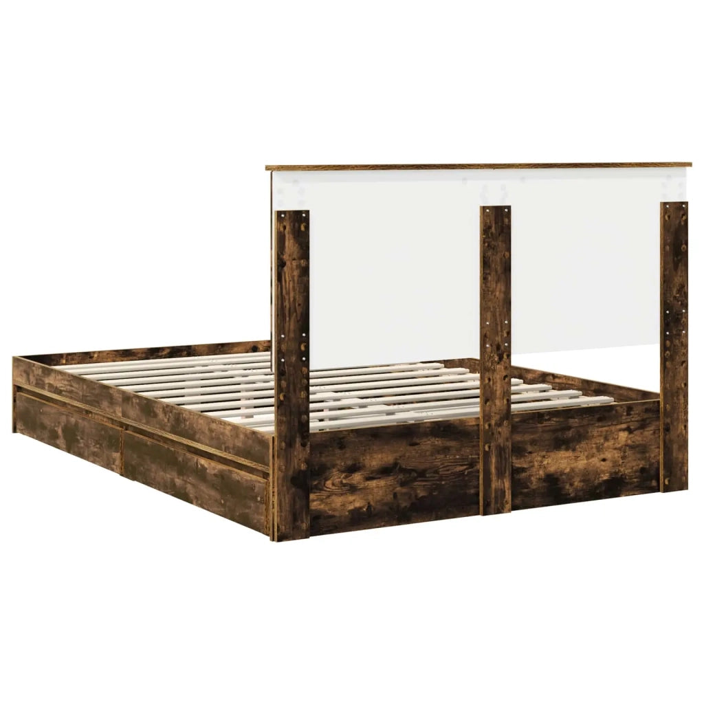 Letto con Contenitore con testiera Rovere fumé 160 x 200 cm 3409535
