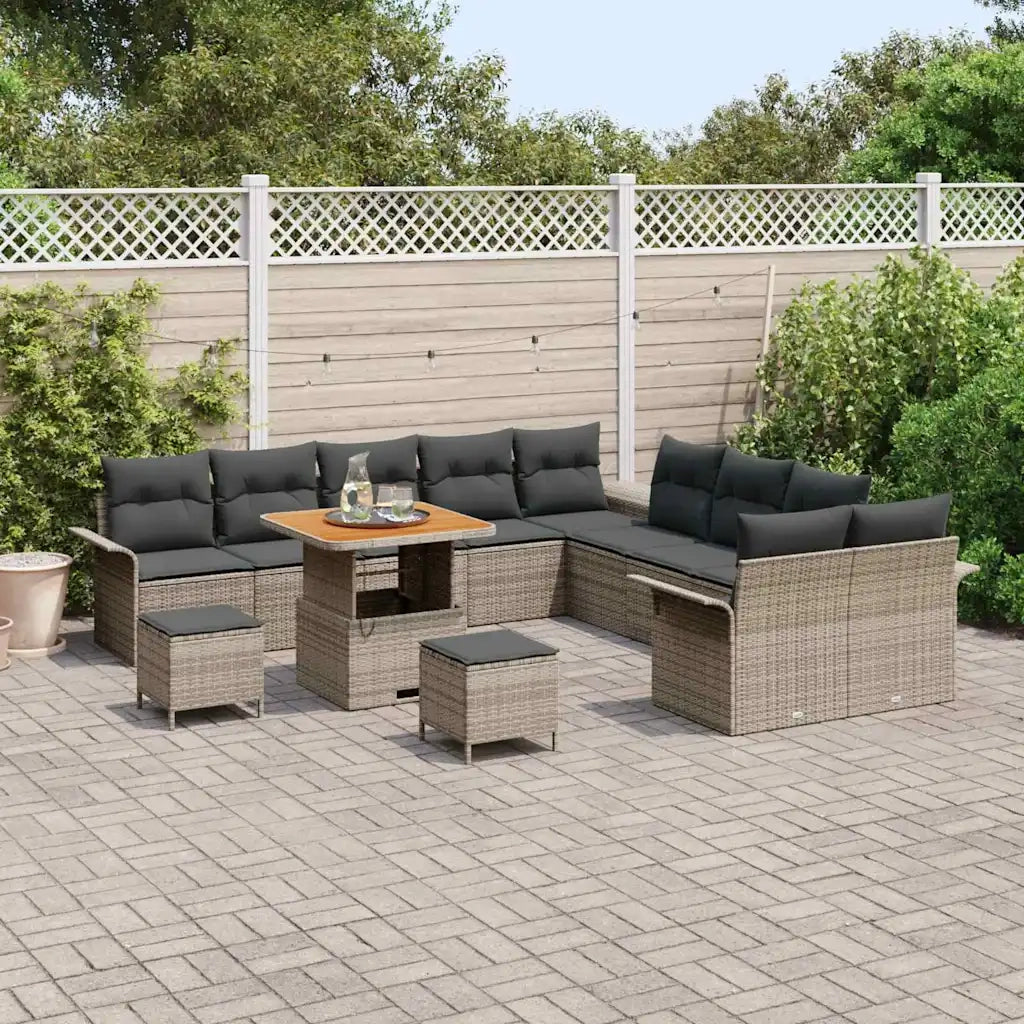 Set Divano da Giardino con cuscino 13 pcs Grigio polyrattan 3362193