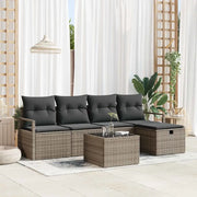 Set Divano da Giardino con cuscino 6 pcs Grigio Poly Rattan