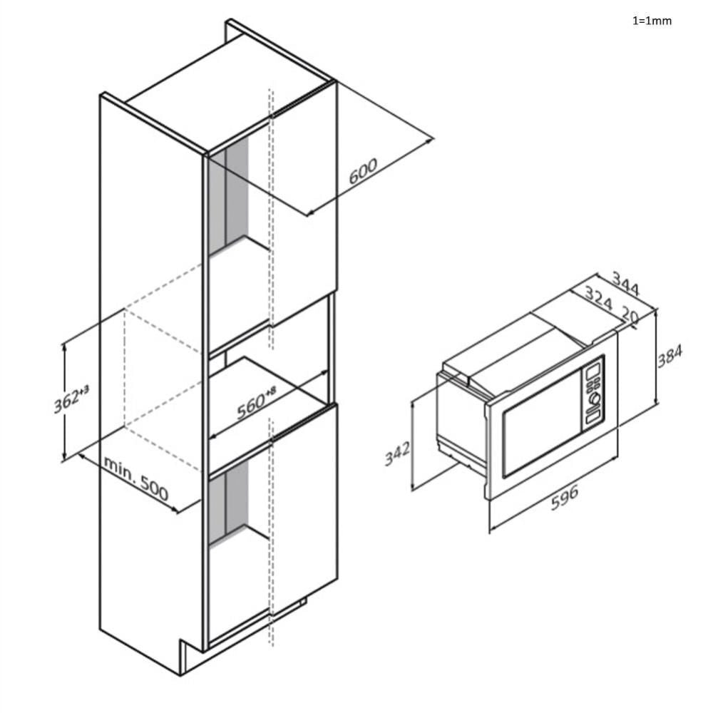 Candy CA20FMW7NG Da incasso Solo microonde 20 L 800 W Acciaio inox