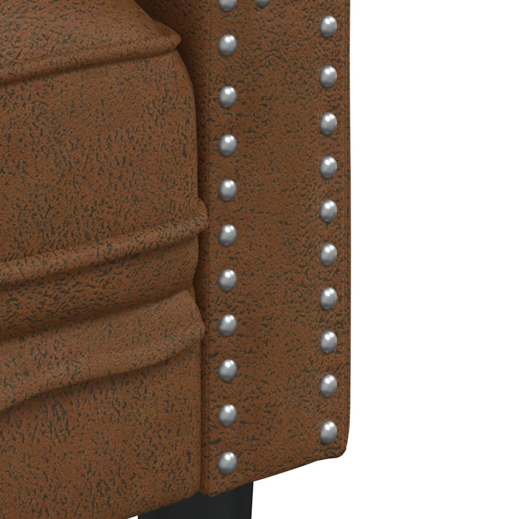 Set Divani Chesterfield 2pz Marrone in Similpelle Scamosciata 3209280