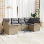Set Divano da Giardino con cuscino 6 pcs Beige Poly Rattan