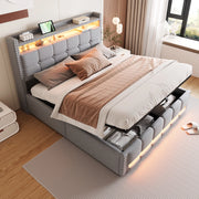 letto imbottito lino grigio chiaro 160 x 200 cm