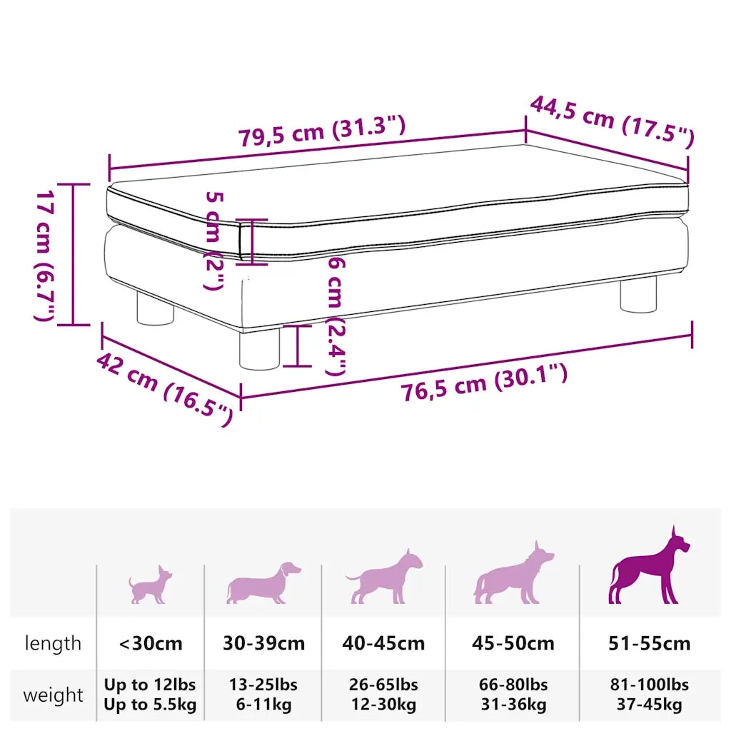 Lettino per Cani con Estensione Blu 100x50x30 cm in Velluto 172019