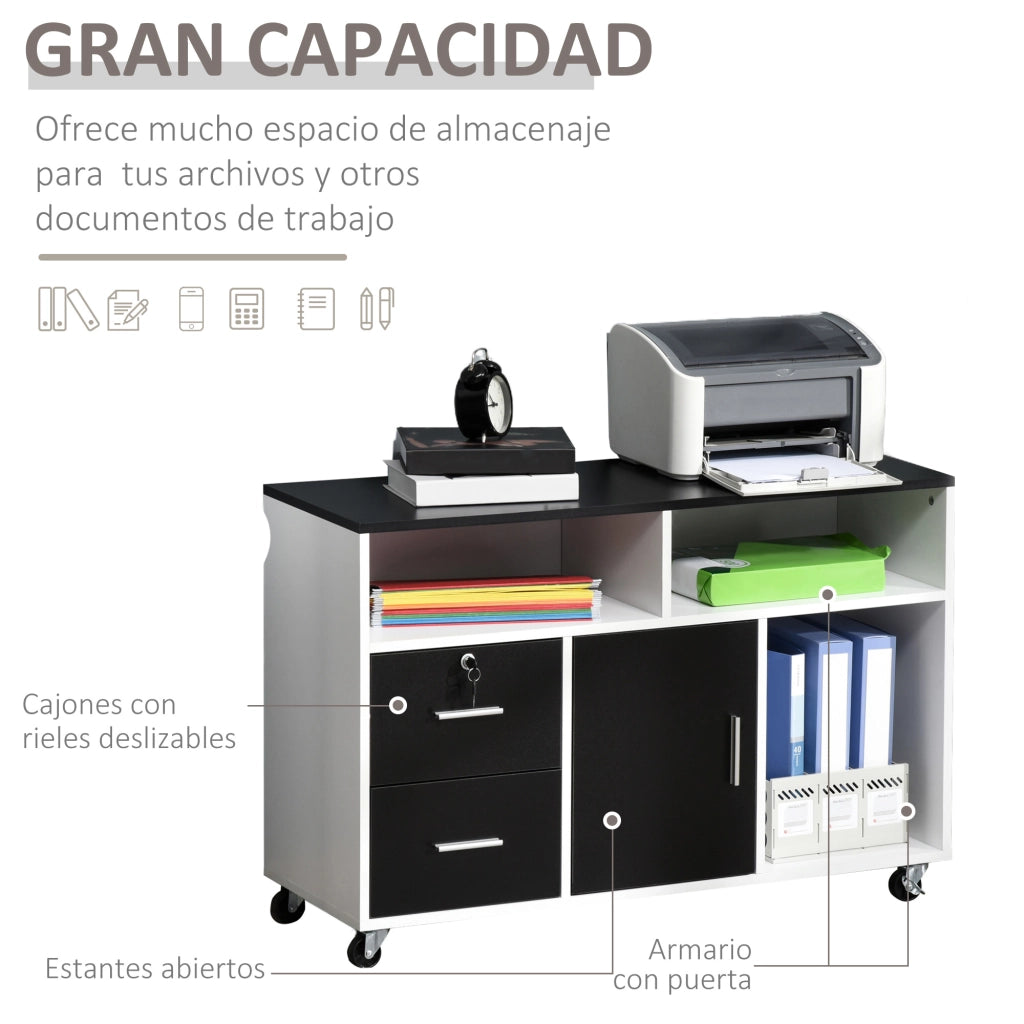 Scrivania con cassetti e scaffali ¨C Minimal ¨C Nero e Bianco 100x35x65 cm