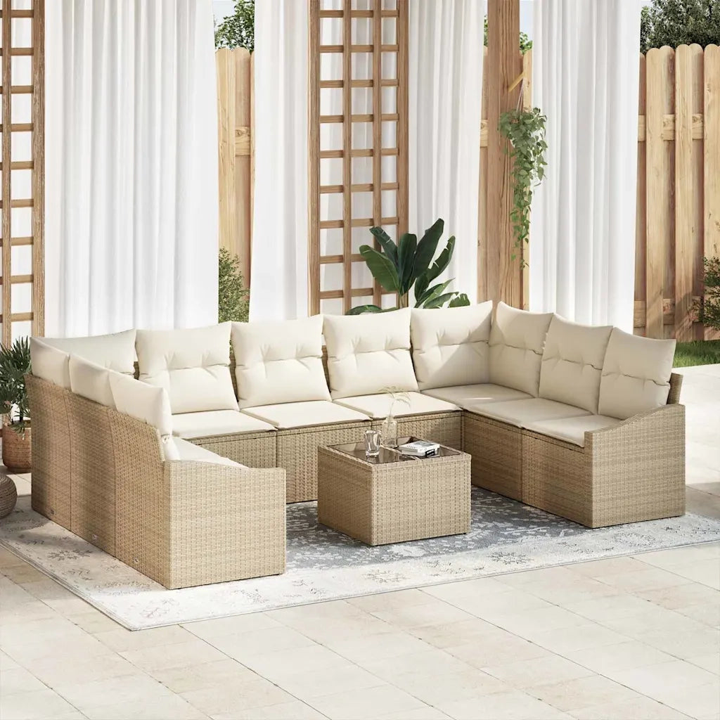Set Divano da Giardino Beige e Crema polyrattan 3355560