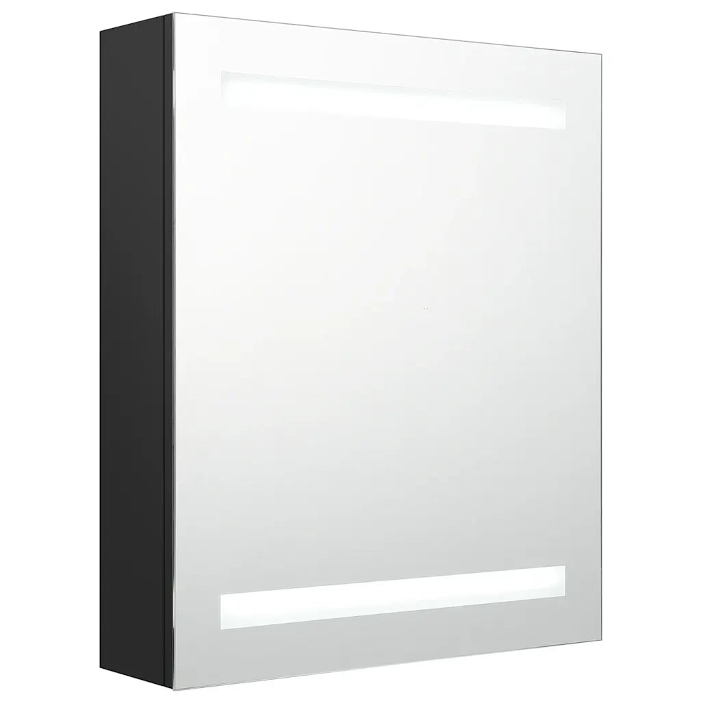 Armadietto a Specchio con LED-Mobile con specchio Nero 50x14x60 cm in MDF