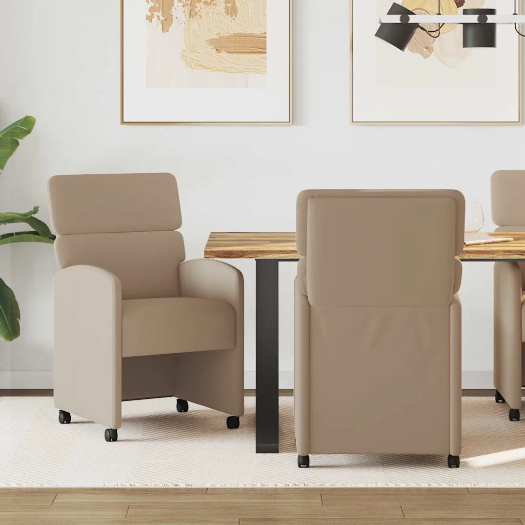 Sedie da Pranzo con Ruote 2 pcs Cappuccino 58 x 65 x 98 cm 42017889