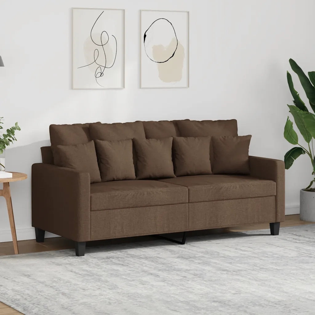 Divano a 2 Posti Marrone 140 cm in Tessuto 359270